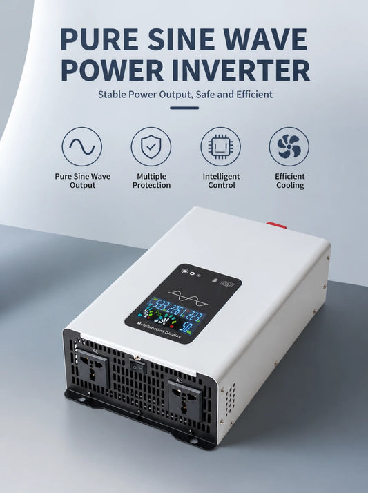 12V 24V Pure Sine Wave Inverter 800W 1300W 1500W 2500W 3000W DC To AC 110V 220V Converter LCD Display Universal Socket