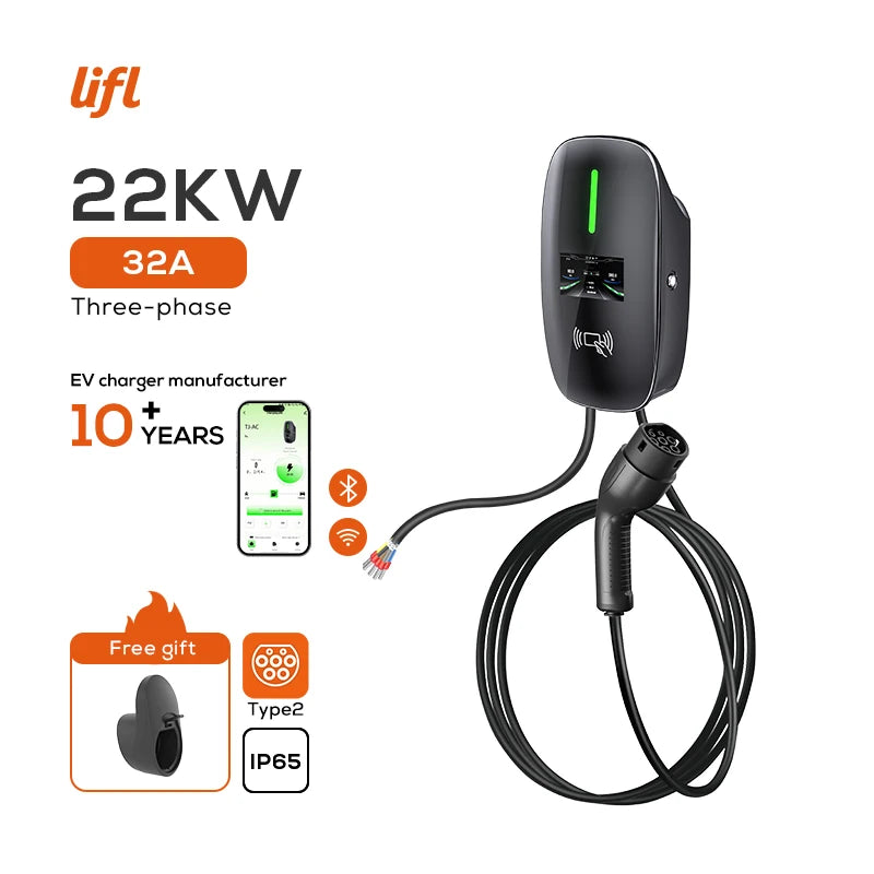 Lifl Electric Vehicle Wall Charger Fast Charging Station Type2 GBT for Electric Cars Wall-Mounted EV Charging Station
