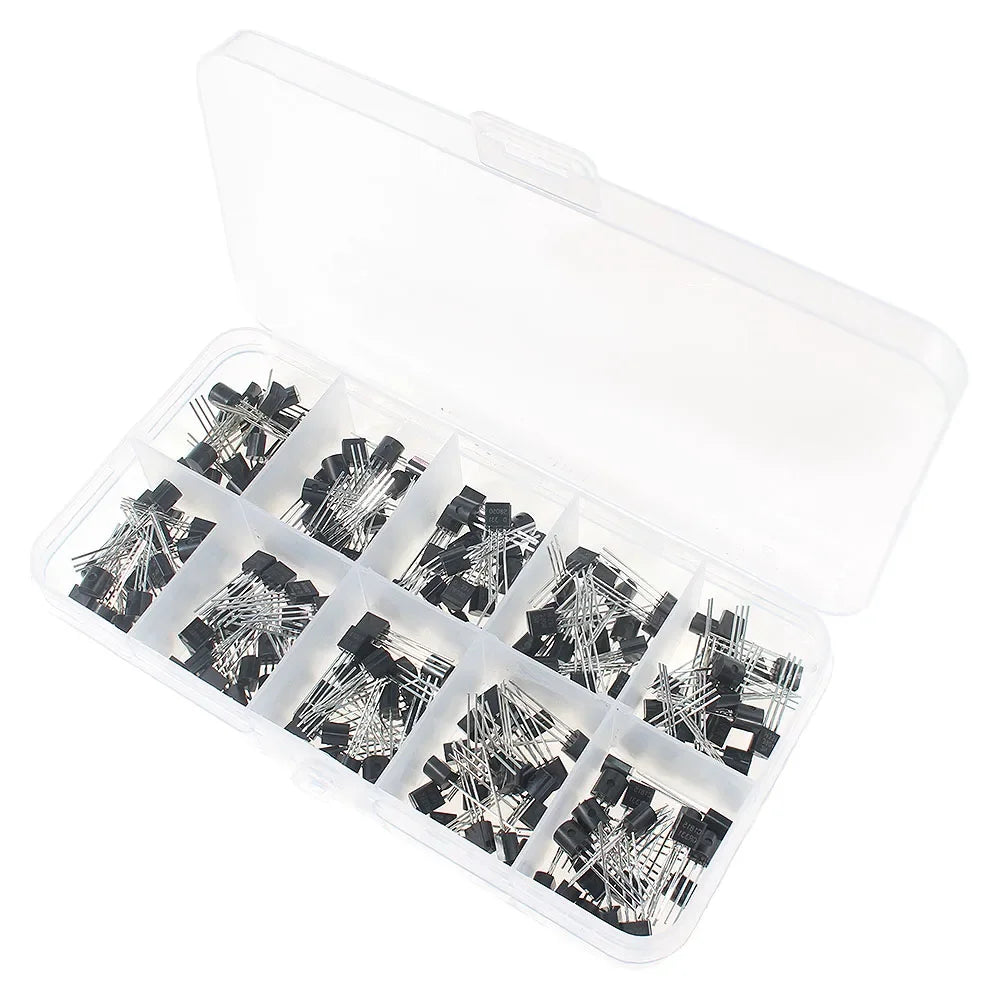 200PCS Transistors Kit NPN PNP S8050 S8550 2N3904 S9012 S9013 S9014 2N3906 C1815 A1015 MJE13001 10 Values Transistor Set