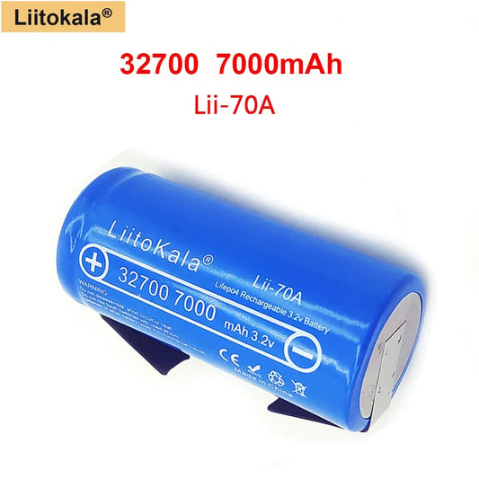 3.2V LiitoKala 32700 7000mAh Lii-70A LiFePO4 Battery Continuous Discharge Maximum 55A High Power Battery+Nickel Sheets