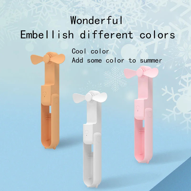 2000mAh Mini Portable Fan USB Rechargeable Cooler Collapsible Handheld Desktop Fan Quiet Foldable Office Home Handy Power Bank