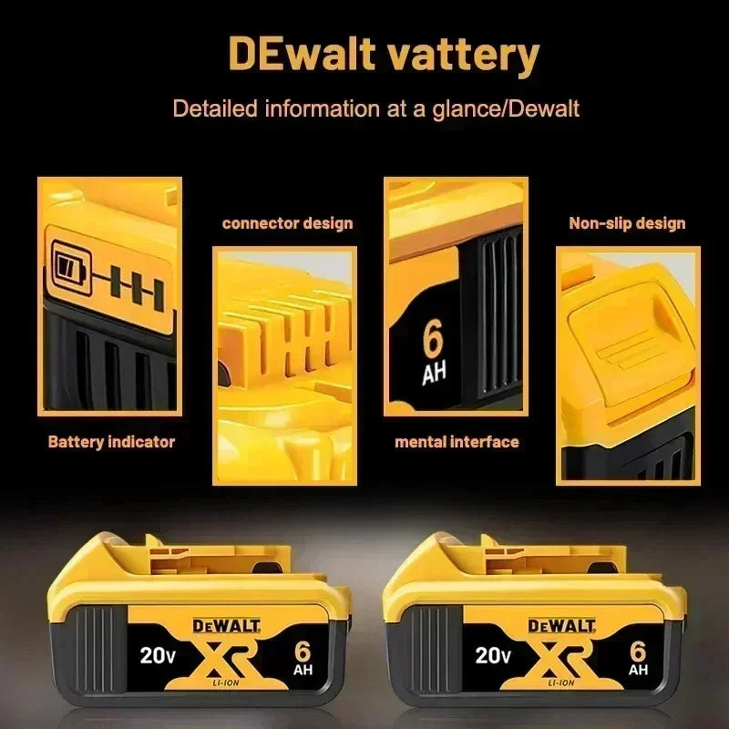 100% Original DeWalt Batteries 20V 6000mAh Li Ion Battery For DCB206 DCB205 DCB204 DCB200 DeWalt Power Tools Air Transport