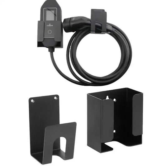 EV Charger Holder, Wall-Mounted Bracket Set, Compatible with SAE J1772 Connector & J-Hook