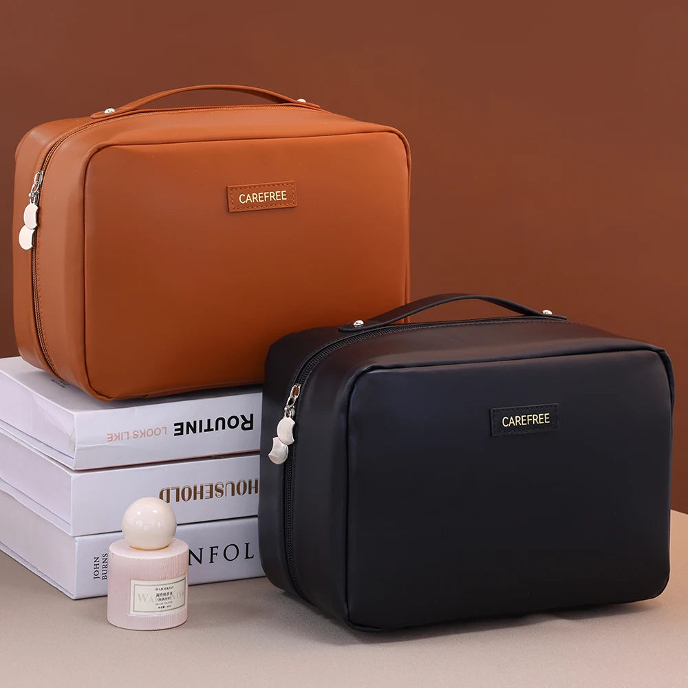 PU Flame Makeup Bag, Beauty Makeup Storage Bag, Double Zipper Makeup Brush Bag, Business Travel Toiletries Sorting Bag