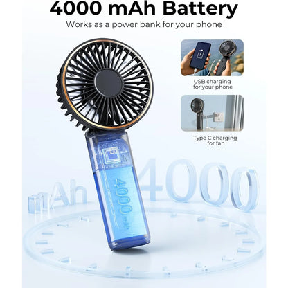 Handheld Fan Cooling Rechargeable 180° Adjustable 6 Speed Wind Display Portable Air Conditioner Foldable Quiet Fan As Power Bank