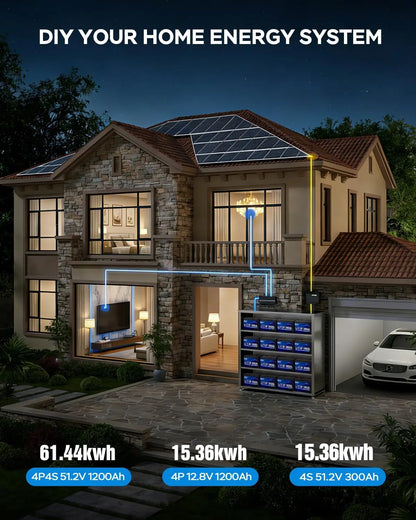 12V 300Ah LiFePO4 Lithium Battery 200A BMS 15000 Cycles 3840Wh Rechargeable Low Temp Protection RV Solar Marine Panel Camping