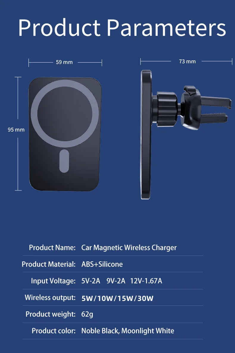Magnetic Car Wireless Charger For iPhone 17 16 15 14 13 12 Pro Max Mini Car Phone Holder Stand Mount Fast Charging Station