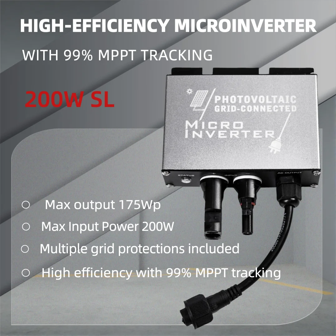 150W,200W Balcony Power Plant Solar Mini Grid Tie Micro Inverter 12-30V DC Input,  AC Output 180~265VAC, MPPT 99%,IP45, DIY