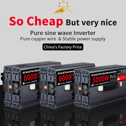 5KW 6KW 8KW Pure Sine Wave Off Grid Inverter DC 12V 24V 48V 60V 72V to AC 220V 240V 5000W 8000W Inverters For Home Car Battery