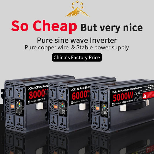 5KW 6KW 8KW Pure Sine Wave Off Grid Inverter DC 12V 24V 48V 60V 72V to AC 220V 240V 5000W 8000W Inverters For Home Car Battery