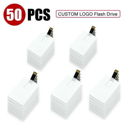 10/50/100PCS Credit Card Flash Drive 1GB 2GB Memory Storage 4GB 8GB 16GB 32GB 64GB USB 2.0 Pen Drive Custom For Gift USB Disk