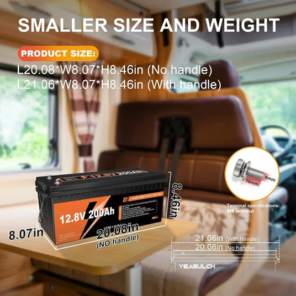 12V 200Ah LiFePO4 Lithium Battery Built-in 200A BMS 15000+ Deep Cycle | 2560Wh Low Temp Protection Rechargeable, Customized