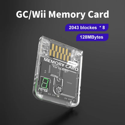 1024 MBit &2048 MBit Memory Card For Gamecube/ Wii(RVL-001) With A Digital Display & 8 Virtual Memory Cards Of 16MBytes Each