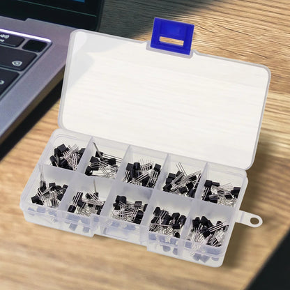 Transistor Kit Assortment Box 10 Values TO-92 2N2222 2N2907 2N3904 2N3906 S8050 S8550 A1015 C1815