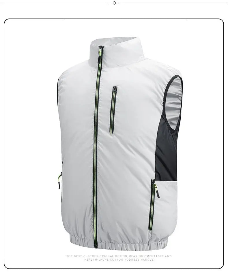 NEWS USB 12V/5V 4Fan Couples Summer Breathable Cooling Vest Sleeveless Fan Air Conditioner Jacket Heat Resistant Outdoor Workwea