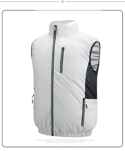 NEWS USB 12V/5V 4Fan Couples Summer Breathable Cooling Vest Sleeveless Fan Air Conditioner Jacket Heat Resistant Outdoor Workwea