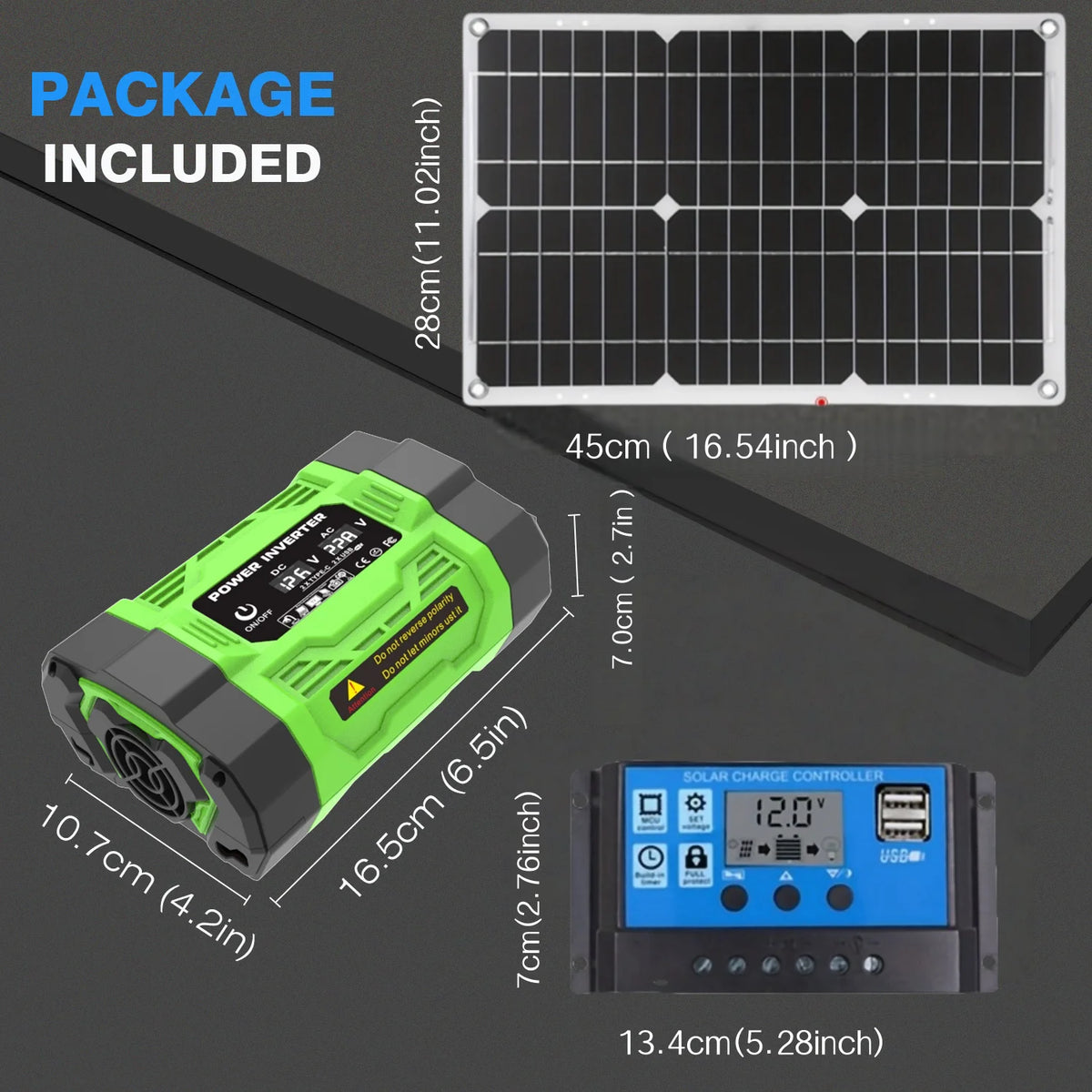 Solar system kit 8000W 12V to AC 220V/110V inverter+600W solar panel+100A controller, suitable for charging RVs, cars, laptops