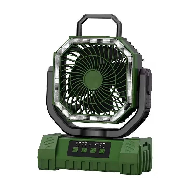Rechargeable Camping Fan with 20000mAh Battery 4 Speeds LED Light And Hook - Outdoor Fan for Party Power Outage And Fishing