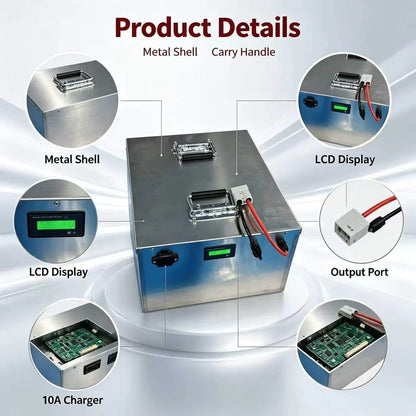 High Quality 48V 100Ah 110Ah 120Ah 150Ah 180Ah 200Ah Li-ion Battery Pack with BMS for 2kW, 5kW Motor +10A Charger