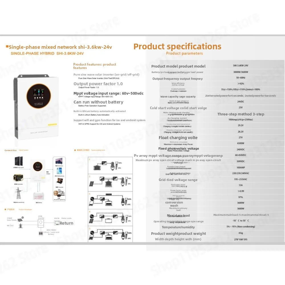 Solar PV inverse control integrated machine Solar inverter 3.6KW 24V