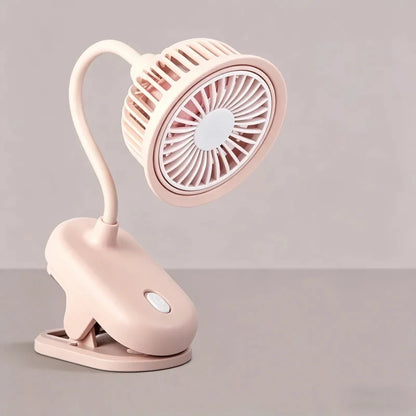 USB Rechargeable Clip on Small Fan 360° Adjustable Battery Powered Mini Fan Strong Wind Flexible Neck Desktop Stroller Quiet Fan