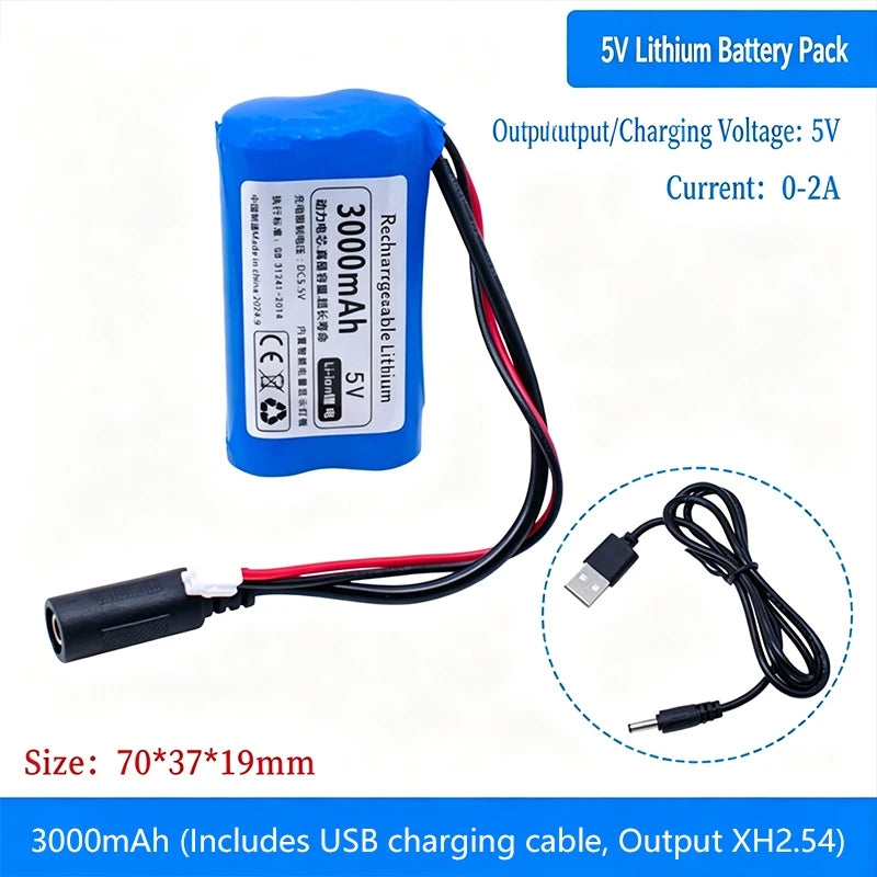 5V Rechargeable Lithium Battery Pack, 3000-11200mAh with 0-2A Output for Microcontroller & IoT Projects