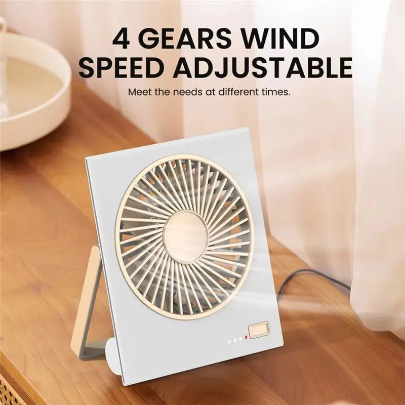 USB Rechargeable Fan For Camping 4 Speeds Quiet Table Personal Fan A