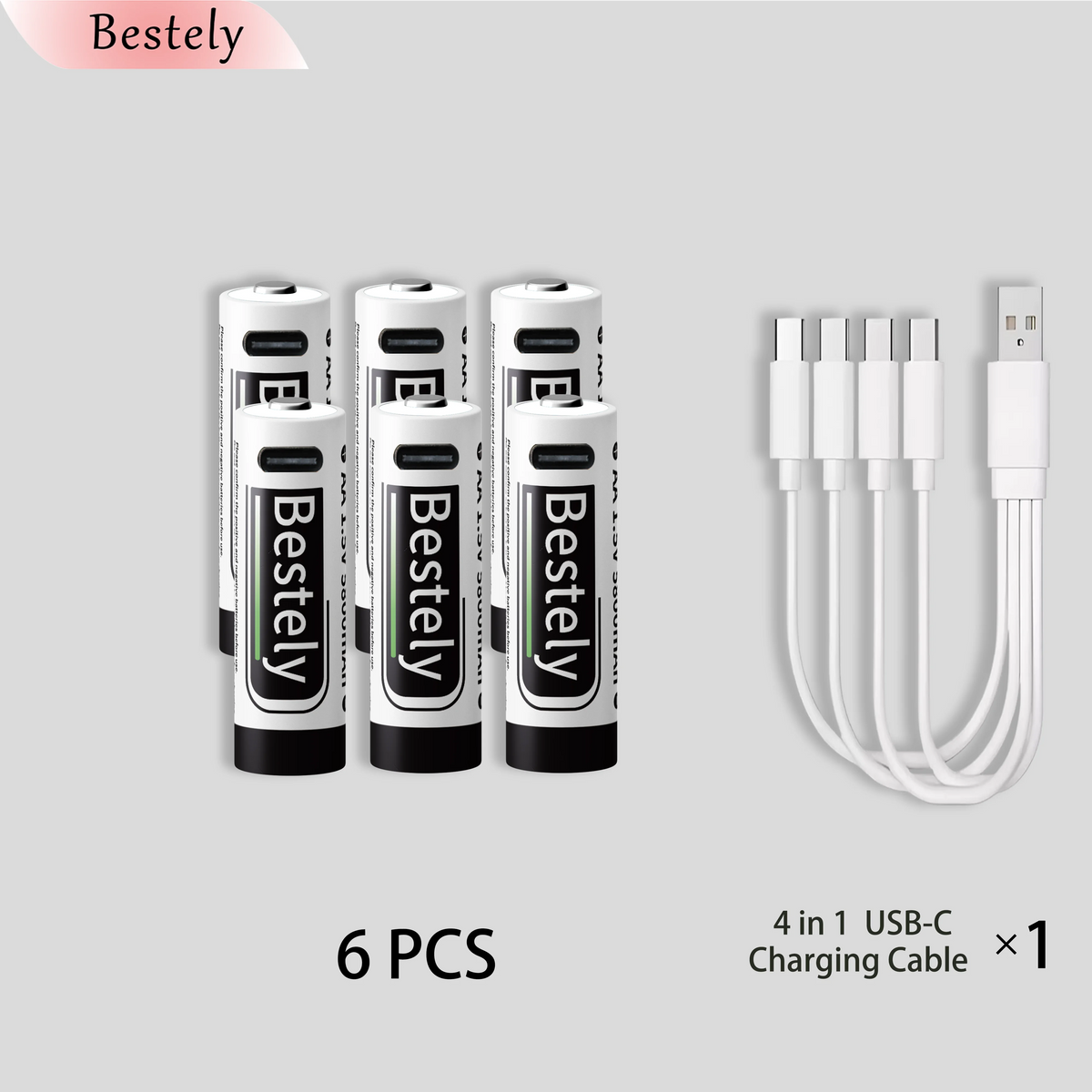 New 1.5V AA 5800mAh Rechargeable Batteries/ Li-ion Battery Long-Lasting/High Capacity Lithium Akku/2000 Cycles with USB-C Cables