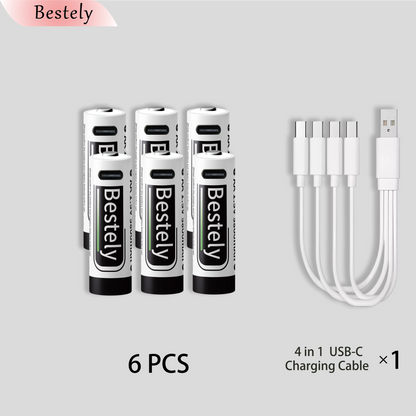 New 1.5V AA 5800mAh Rechargeable Batteries/ Li-ion Battery Long-Lasting/High Capacity Lithium Akku/2000 Cycles with USB-C Cables