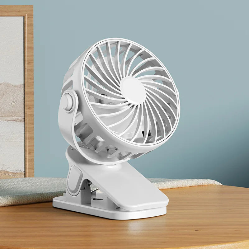 Powerful Rechargeable Clip Fan Portable, 720° Rotatable Fan with Night Light, Air Cooler USB Desk, Long Battery Life Ventilador
