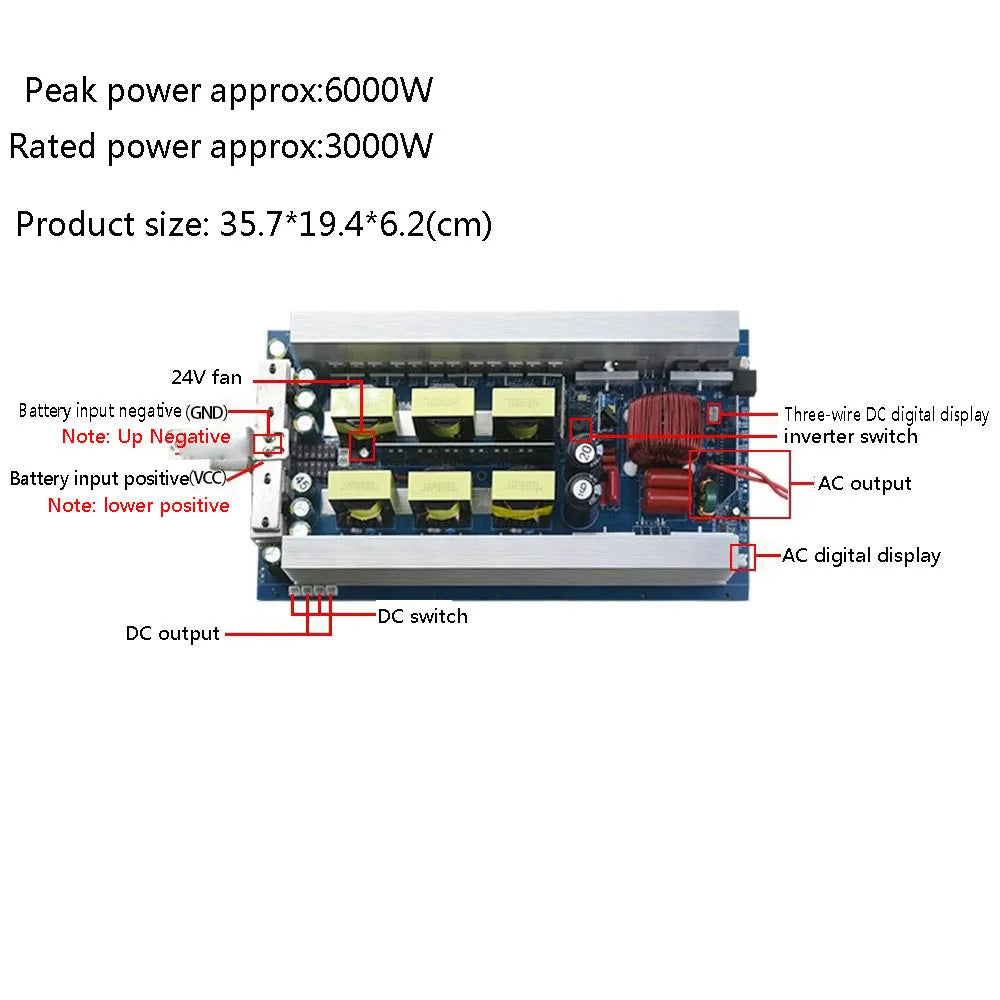 Pure Sine Wave Inverter Motherboard 12V 24V to 220V 1000W 3000W 6000W Transformer Converter Solar Off Grid Power Inverters
