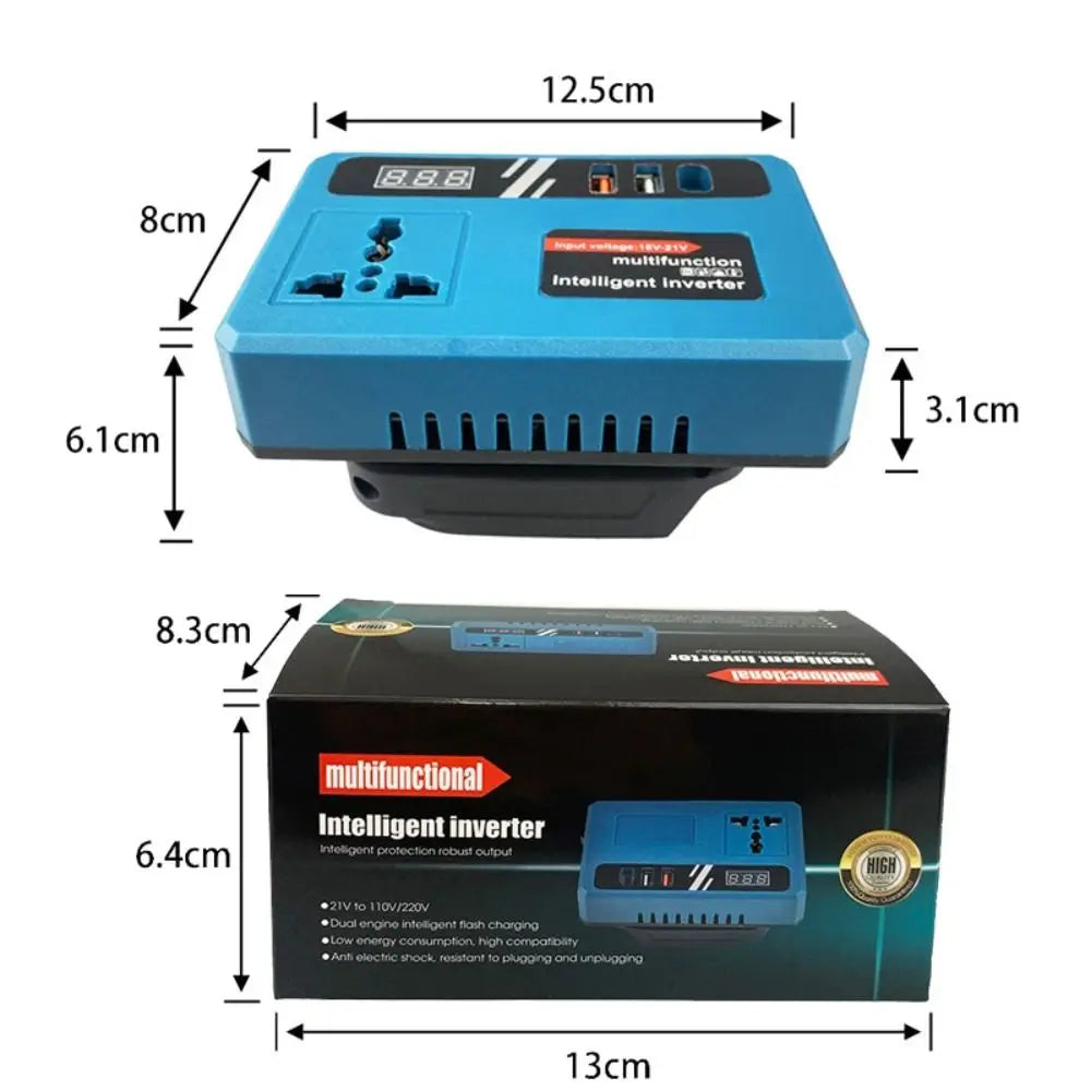 120W Lithium Battery Inverter DC 21V To 220V 3 USB Ports Power Converter Transformer High Power Multifunction Battery Inverter