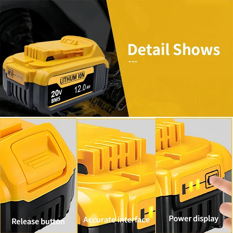 New High-power For DEWALT 20vbattery DCB200 DCB205 DCB206 * power tool 18V battery 3AH 8AH 12AH  batteries DCD805