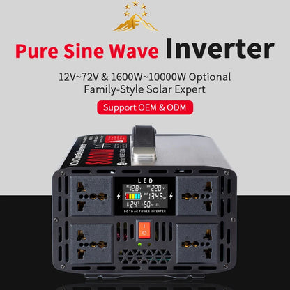 5KW 6KW 8KW Pure Sine Wave Off Grid Inverter DC 12V 24V 48V 60V 72V to AC 220V 240V 5000W 8000W Inverters For Home Car Battery