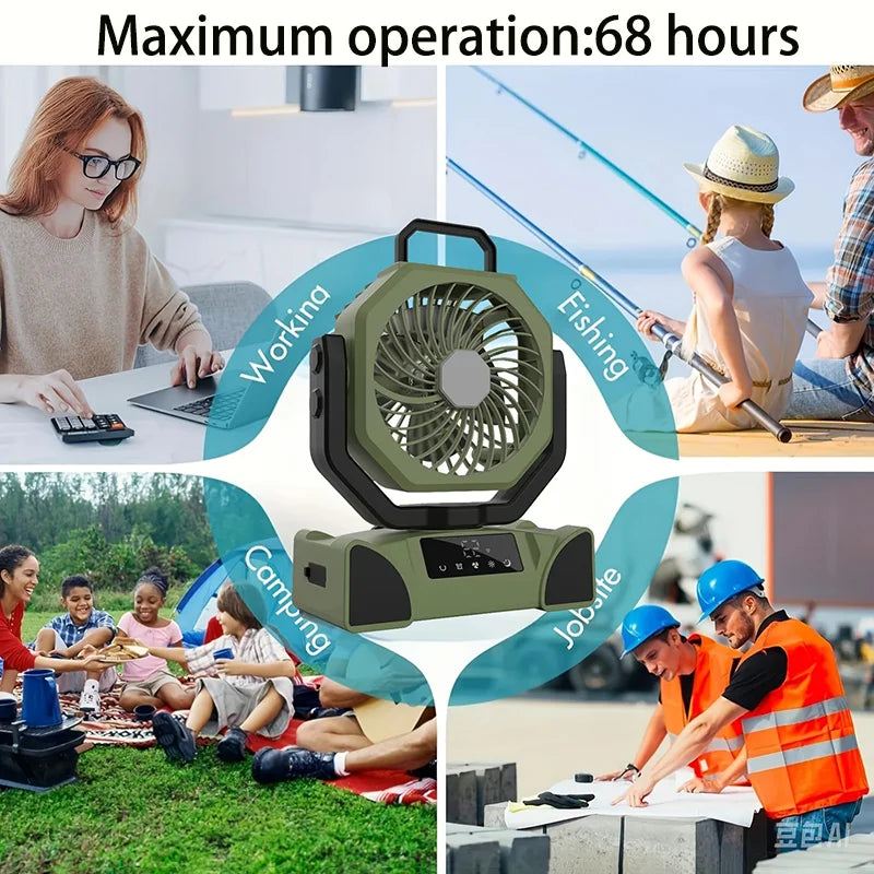 5 Speed USB Rechargeable Fan Desktop Portable Circulator Wireless Ceiling Electric Fan With Power Bank LED Lighting New F14