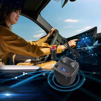 Car Chargers 60W Retractable Cable Anti-Slip Extension 2 Port Charger For Car For Battery Men Women Cell Phone Auto Truck