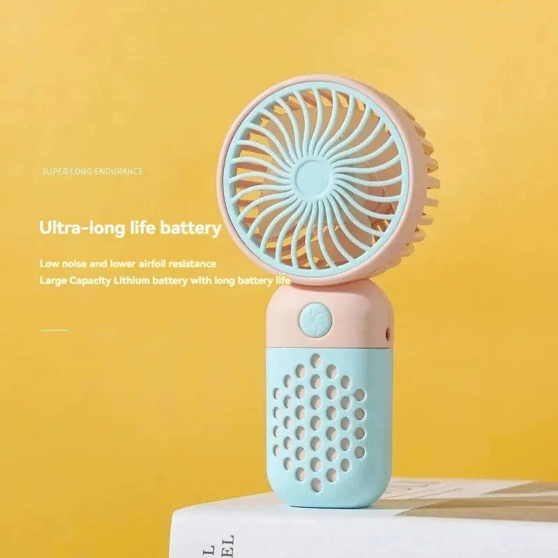 New Handheld Charging Fan Cartoon Cute Small Student Charging Small Fan Portable Mini USB Fan Mini Pocket