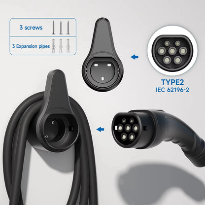Type 2 EV Charger Holder EV Charger Plug Holder Stand Wallbox Socket Electric Car Charging  Gun Cable Wall Mount Bracket
