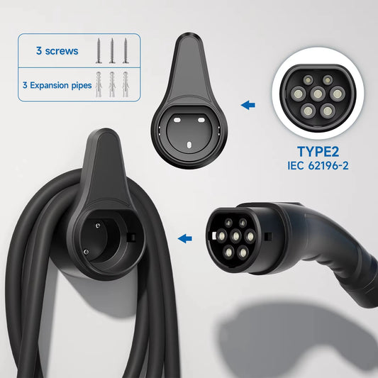 Type 2 EV Charger Holder EV Charger Plug Holder Stand Wallbox Socket Electric Car Charging  Gun Cable Wall Mount Bracket