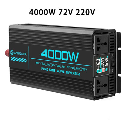 Pure Sine Wave Inverter DC 48V/72V to AC 220V 1000W 1600W 3000W 4000W 5000W 6000W LCD Display Power Converter Car Solar Inverter