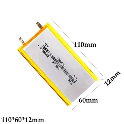 3.7V 10000mAh 1260110 Battery Lithium Polymer Batteries Lipo Li-Po Rechargeable Cells for Power Bank Laptop Camping Lights Diy