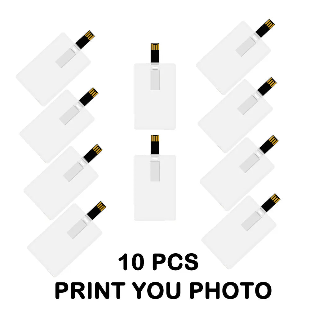 10/50/100PCS Credit Card Flash Drive 1GB 2GB Memory Storage 4GB 8GB 16GB 32GB 64GB USB 2.0 Pen Drive Custom For Gift USB Disk