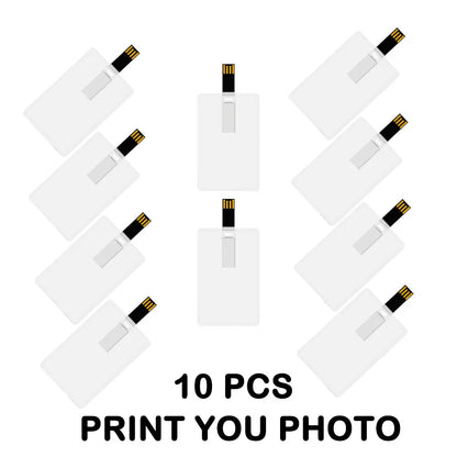 10/50/100PCS Credit Card Flash Drive 1GB 2GB Memory Storage 4GB 8GB 16GB 32GB 64GB USB 2.0 Pen Drive Custom For Gift USB Disk
