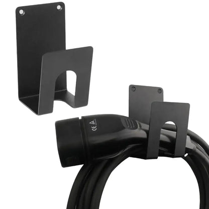 EV Charger Holder, Wall-Mounted Bracket Set, Compatible with SAE J1772 Connector & J-Hook