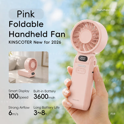 New Portable Handheld Fan 3600mAh USB Foldable Rechargeable Fan 100 Speed Adjustable Outdoor Cooling Fan W/ LED Digital Display