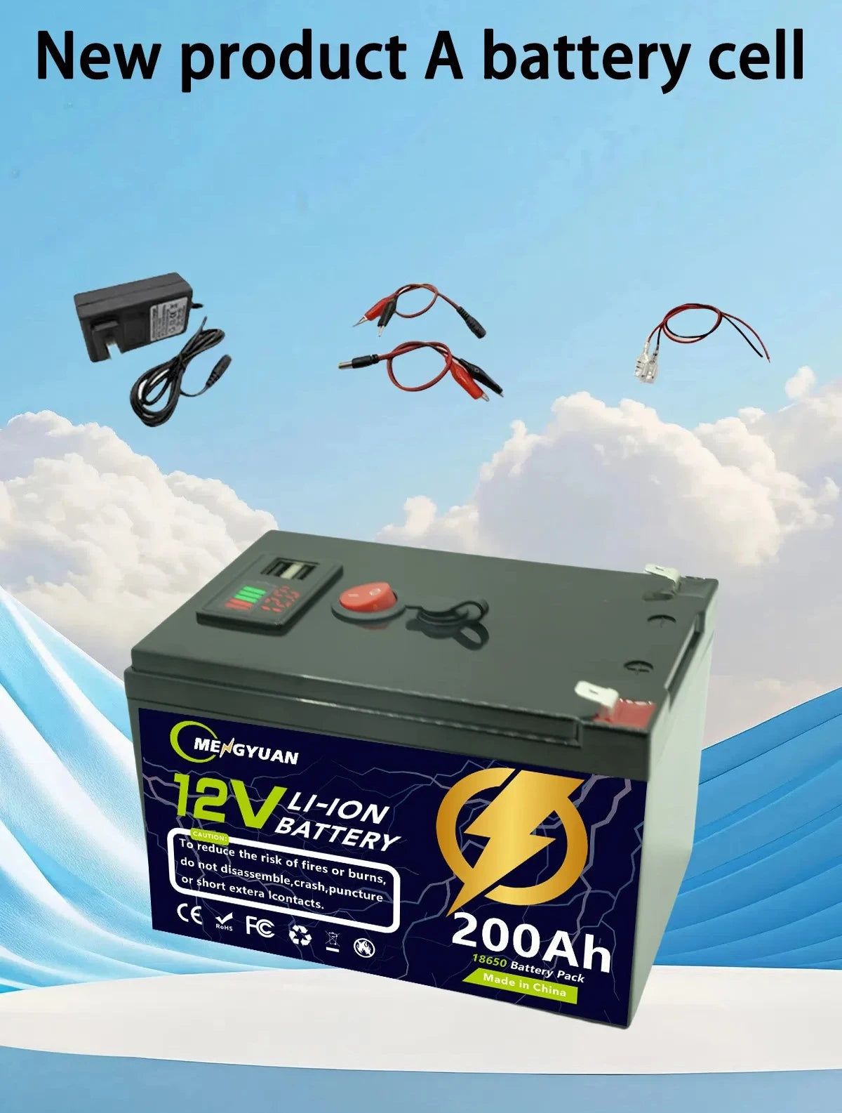 12V 200Ah Lithium LiFePO4 Deep Cycle Battery 4000+ Cycles Rechargeable Battery for Solar/Wind Power Small UPS Lighting More