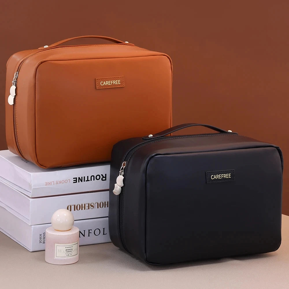PU Flame Makeup Bag, Beauty Makeup Storage Bag, Double Zipper Makeup Brush Bag, Business Travel Toiletries Sorting Bag