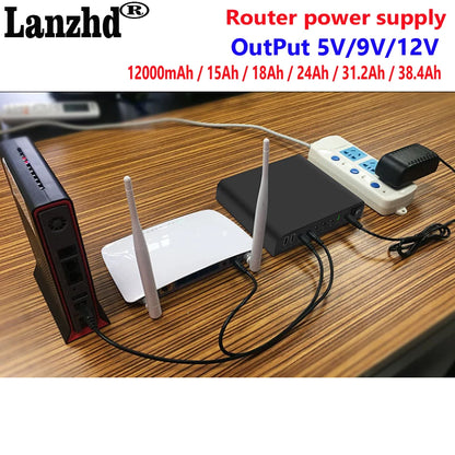 12V 9V 5V lithium battery pack 3S4P Multi-function 18650 battery For router working properly LED lights camera phone computer