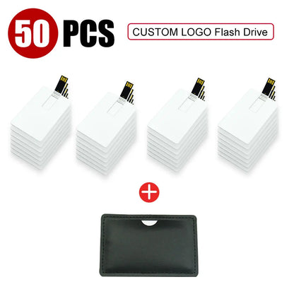 10/50/100PCS Credit Card Flash Drive 1GB 2GB Memory Storage 4GB 8GB 16GB 32GB 64GB USB 2.0 Pen Drive Custom For Gift USB Disk