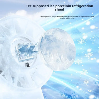 5200mAh Portable Handheld Fan with Double Ice Cooling, High-Speed Rechargeable USB Fan, Foldable Design